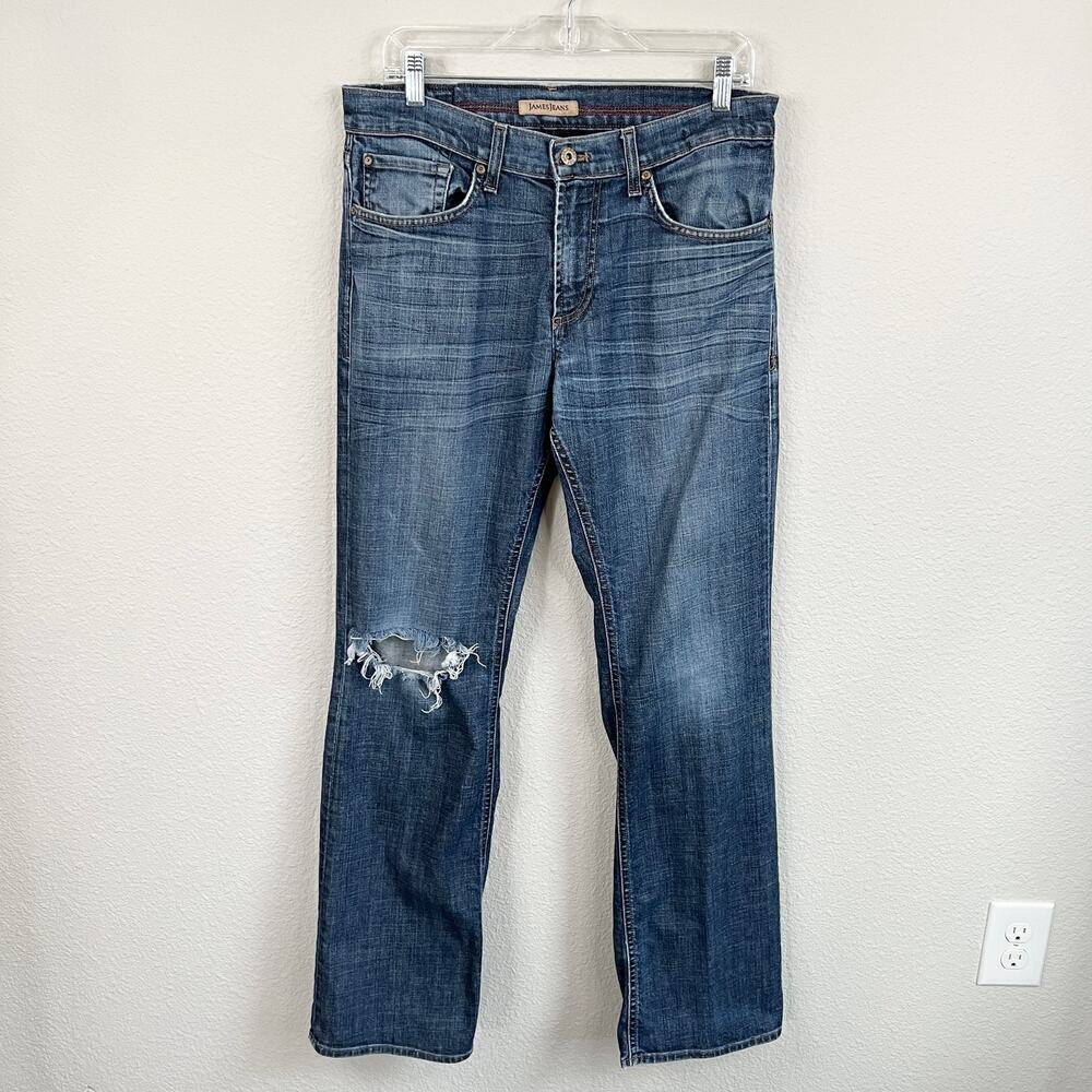 James Sean Jeans Men's 32x34 Bootcut Mid Rise Distressed Dry Aged Cured Stretch